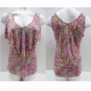 Merona top Medium multi-color sleeveless ruffle